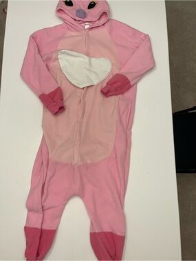 Pink Angel Stitch Hooded Onesie Size Small